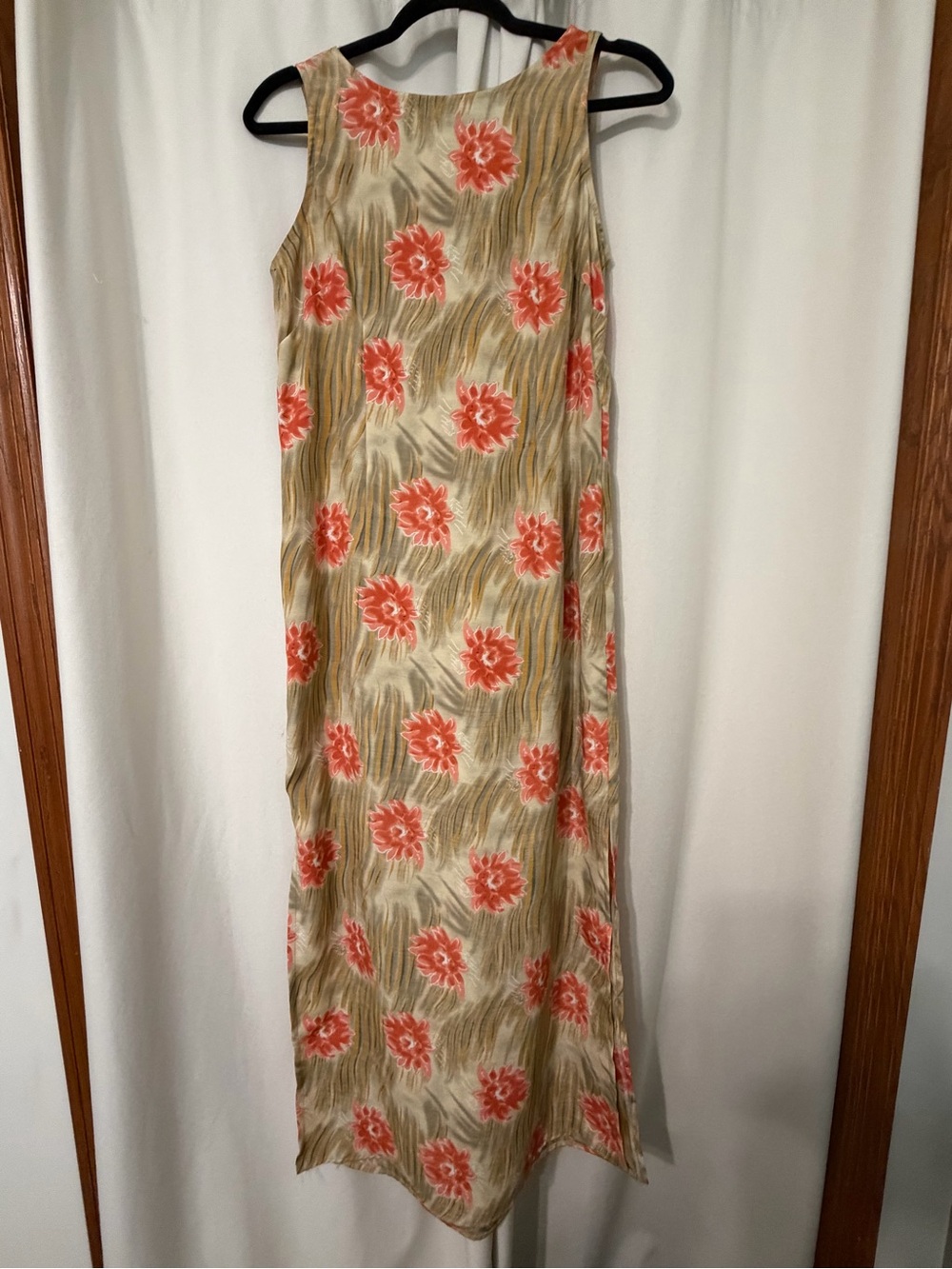 Tribal Vintage Sleeveless Floral Maxi Skirt in Coral and Beige Size 6